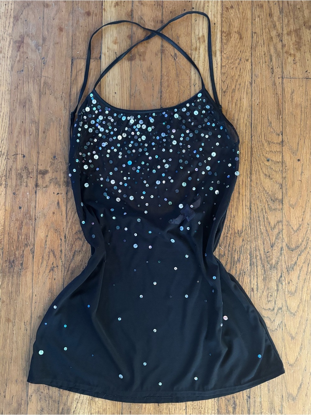 Y2K Black Sequence Victoria’s Secret Sheer Slip Size Small